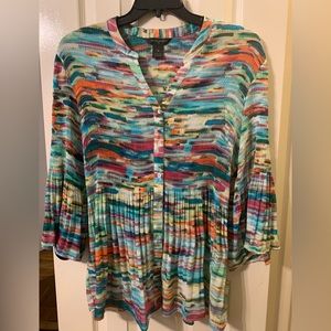 Investment II Crinkle Blouse 1X Watercolor